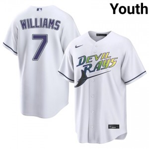 Carson Williams #7 Tampa Bay Alternate Baseball Jersey | Classic Youth White Sewn Edition 67343243