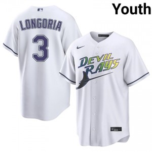 Evan Longoria #3 Tampa Bay Alternate Baseball Jersey | Fresh Youth White Stitch Edition 75424147