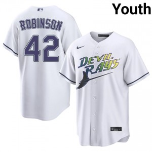 Jackie Robinson #42 Tampa Bay Alternate Baseball Jersey | Fresh Youth White Stitched Edition 98247407