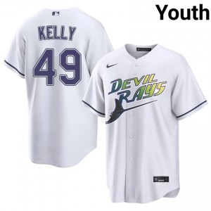 Kevin Kelly #49 Tampa Bay Alternate Baseball Jersey | Classic Youth White Stitched Edition 17756110