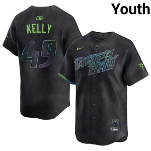 #49 Kevin Kelly Genuine Youth City Connect Baseball Jersey | TB Rays Black Fan Gear 18600001