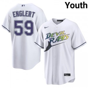 Iconic Mason Englert #59 White Alternate Baseball Stitched Jersey | TBR Youth Collection Edition 89861729