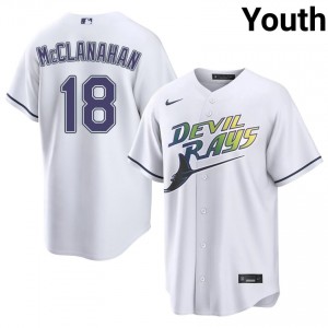 Iconic Shane McClanahan #18 White Alternate Baseball Embroidery Jersey | TBR Youth Collection Edition 81979504