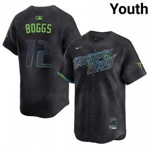 #12 Wade Boggs Genuine Youth City Connect Baseball Jersey | TB Rays Black Fan Gear 99855661