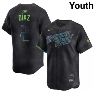 Tampa Bay Yandy Diaz #2 Black Youth City Connect Jersey | Embroidery Licensed Baseball Uniform 89014974